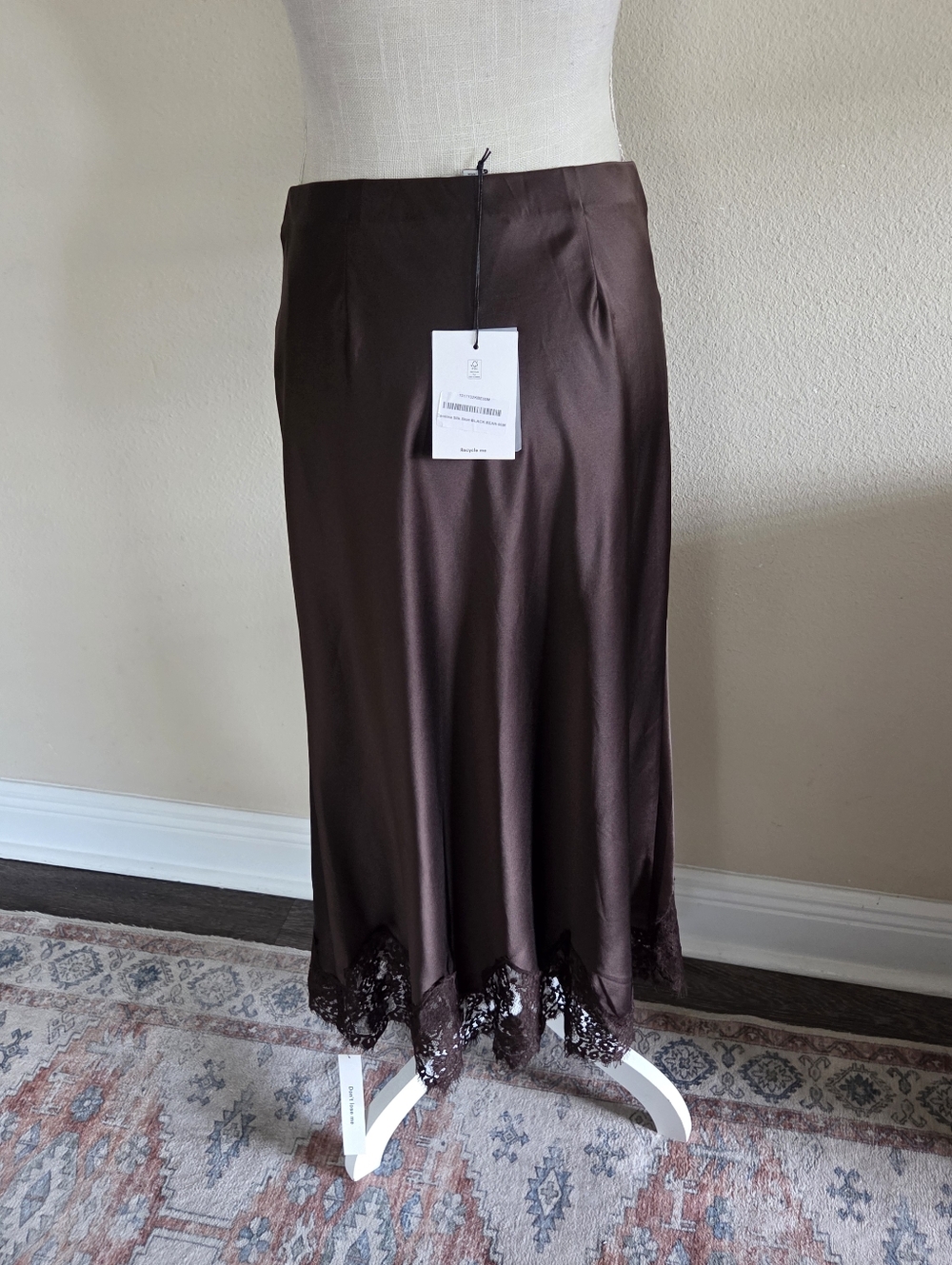 Reformation Brown Carolina Silk Midi Skirt Size XL $218 NWT - Picture 4 of 9